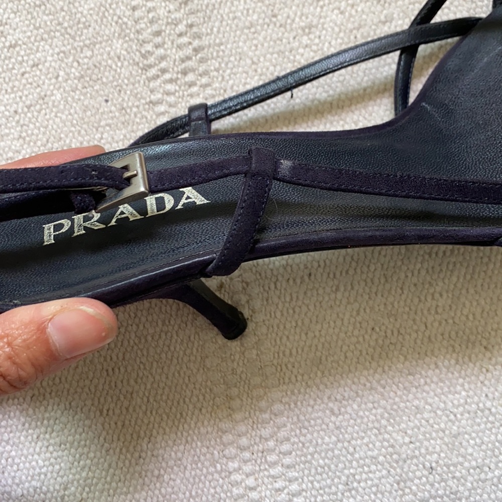 Prada Black Strappy Slingback Heeled Sandals - Picture 14 of 16